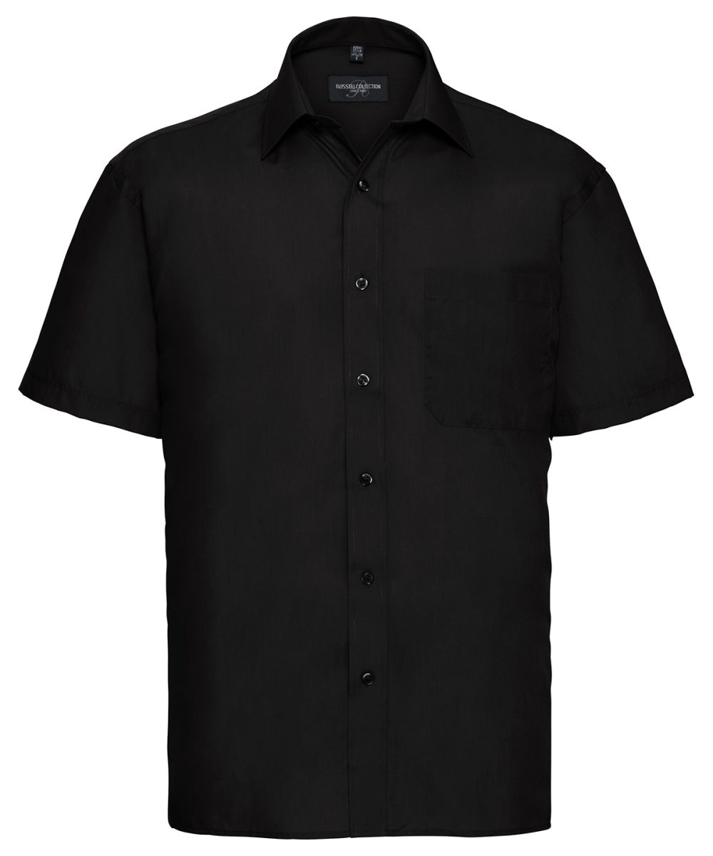 Black Short sleeve polycotton easycare poplin shirt