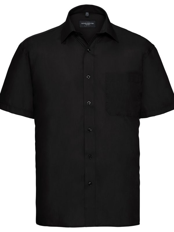 Black Short sleeve polycotton easycare poplin shirt