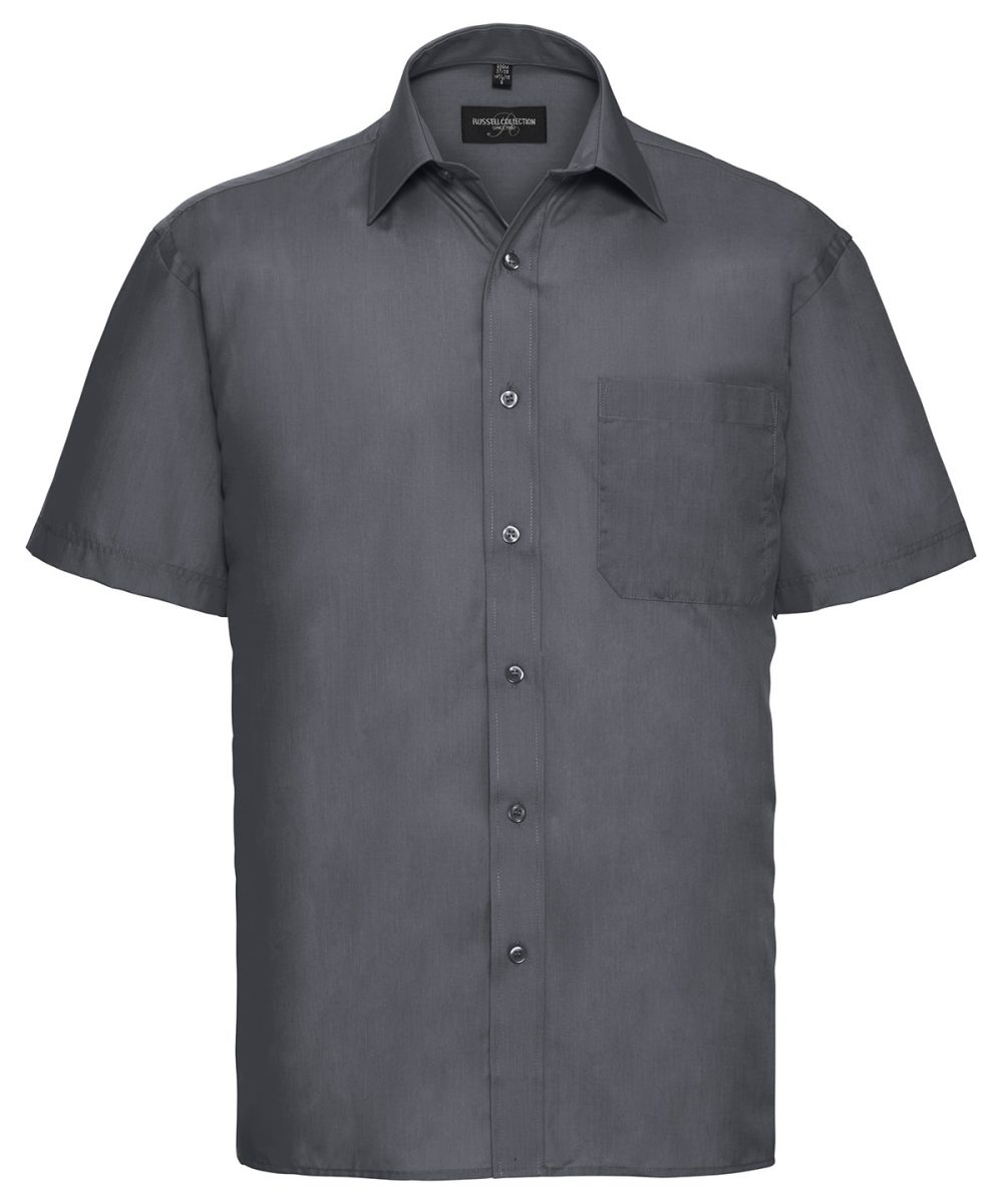 Convoy Grey Short sleeve polycotton easycare poplin shirt