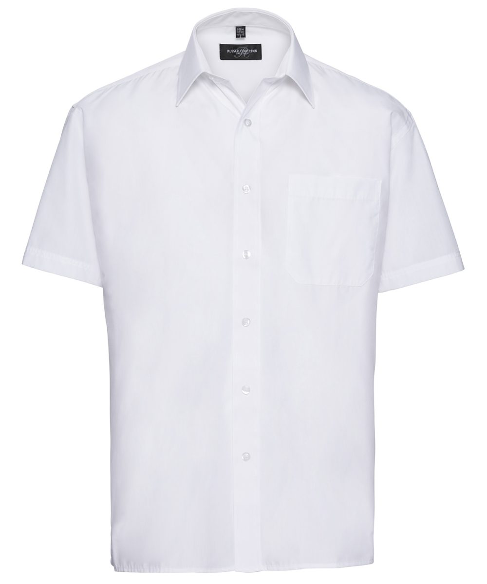 White Short sleeve polycotton easycare poplin shirt