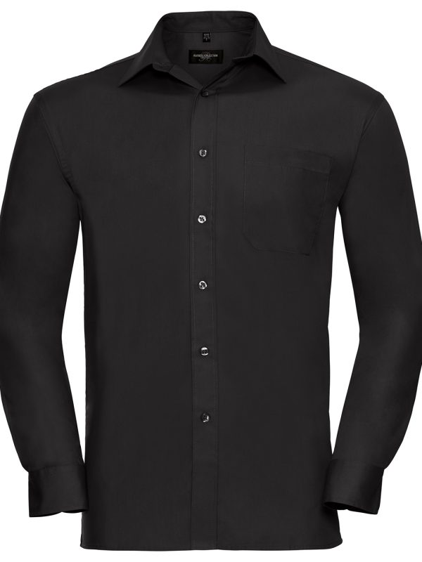 Black Long sleeve pure cotton easycare poplin shirt