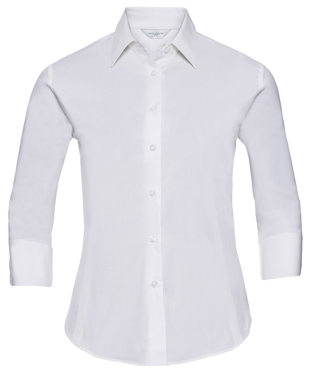 White Women's ¾ sleeve easycare fitted shirt