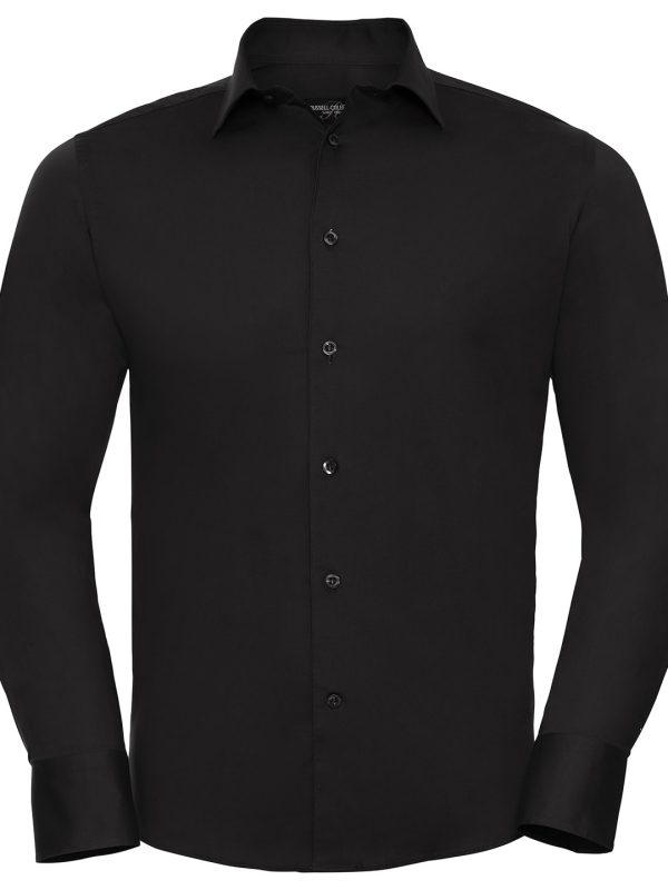 Black Long sleeve easycare fitted shirt