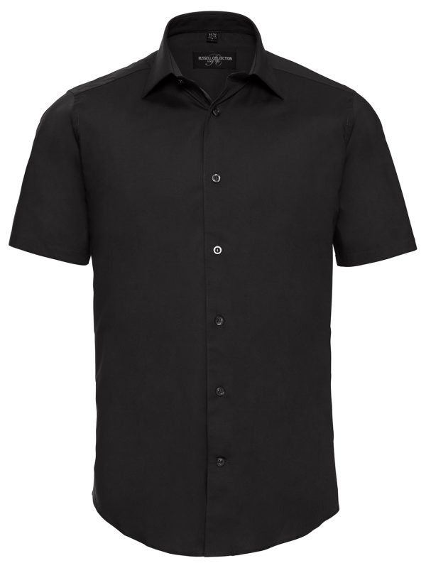 Black Short sleeve easycare fitted shirt