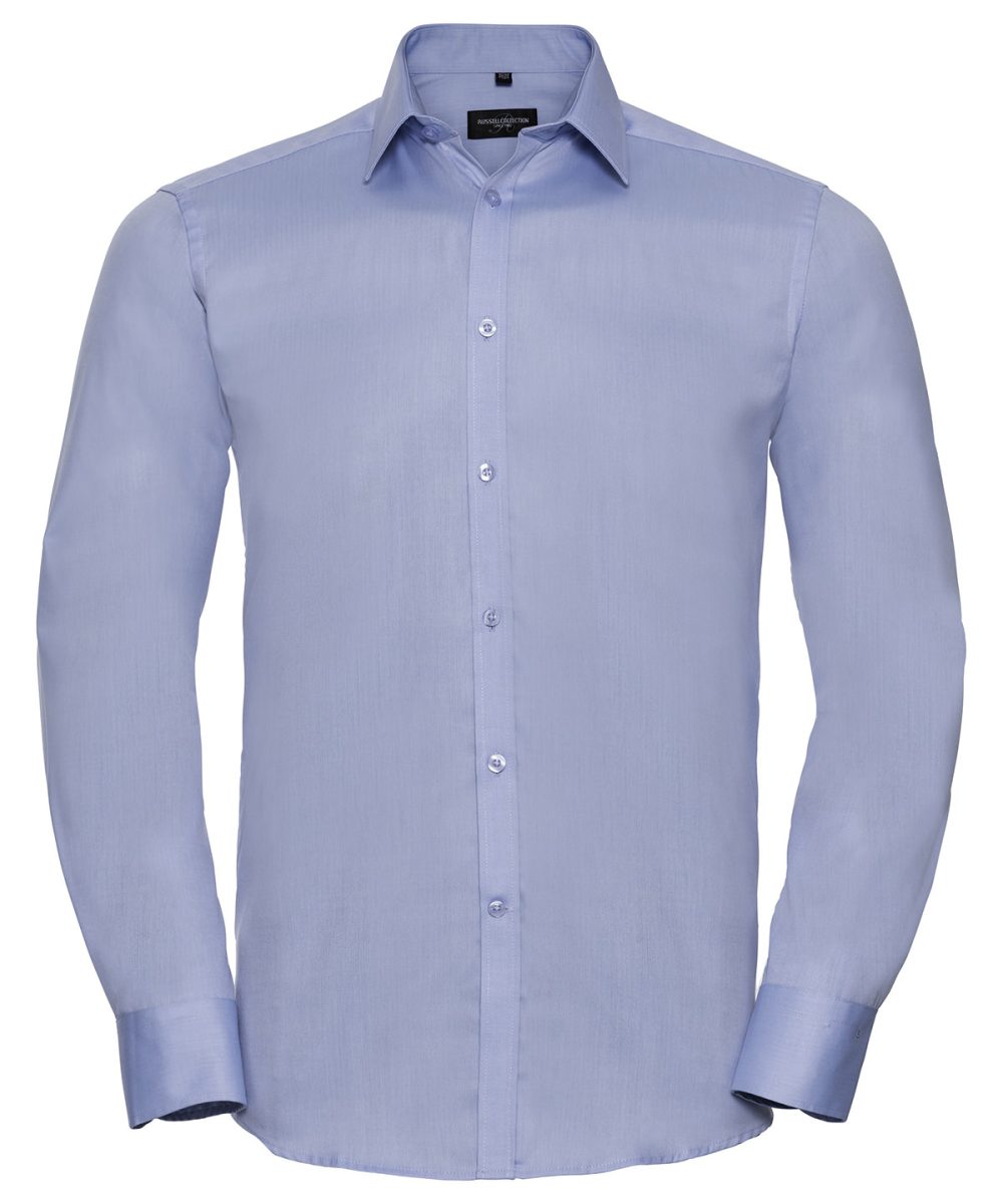 Light Blue Long sleeve herringbone shirt