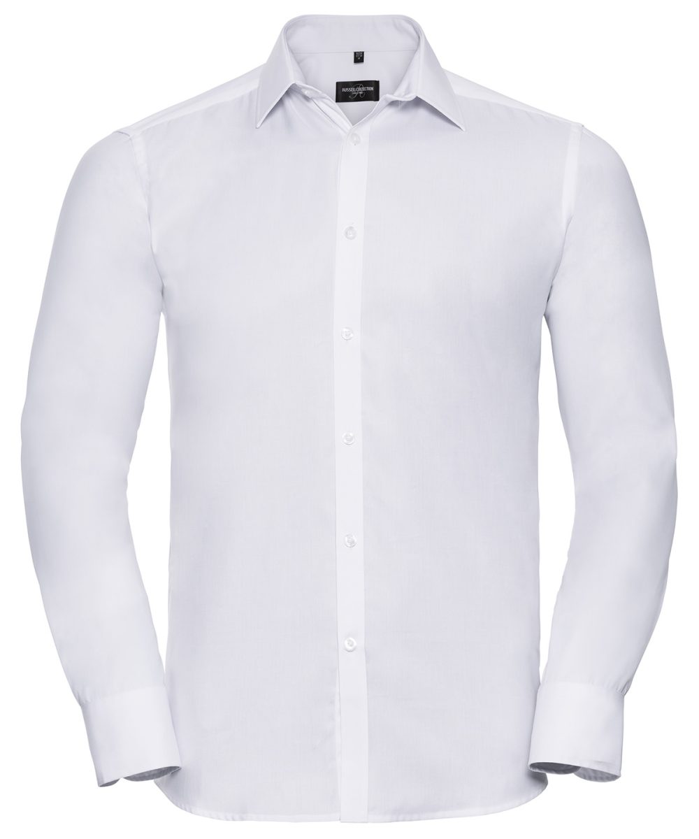 White Long sleeve herringbone shirt