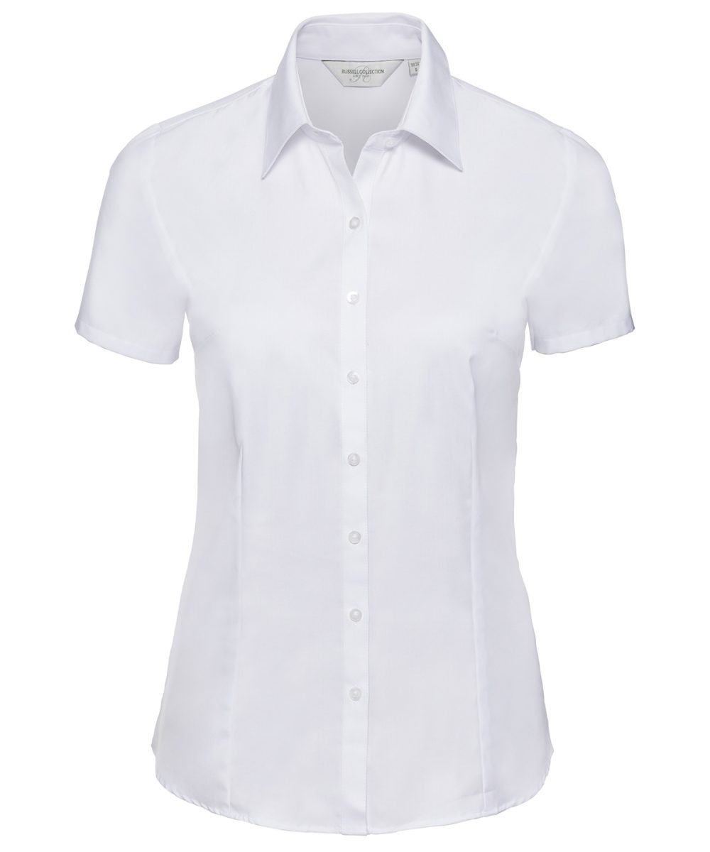 White Women's short sleeve herringbone shirt