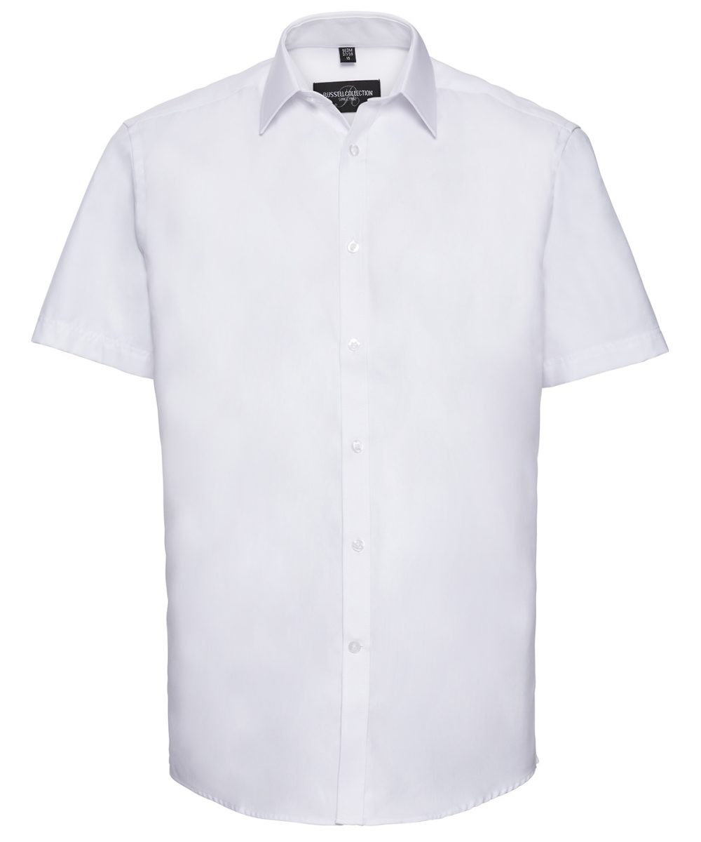 White Short sleeve herringbone shirt