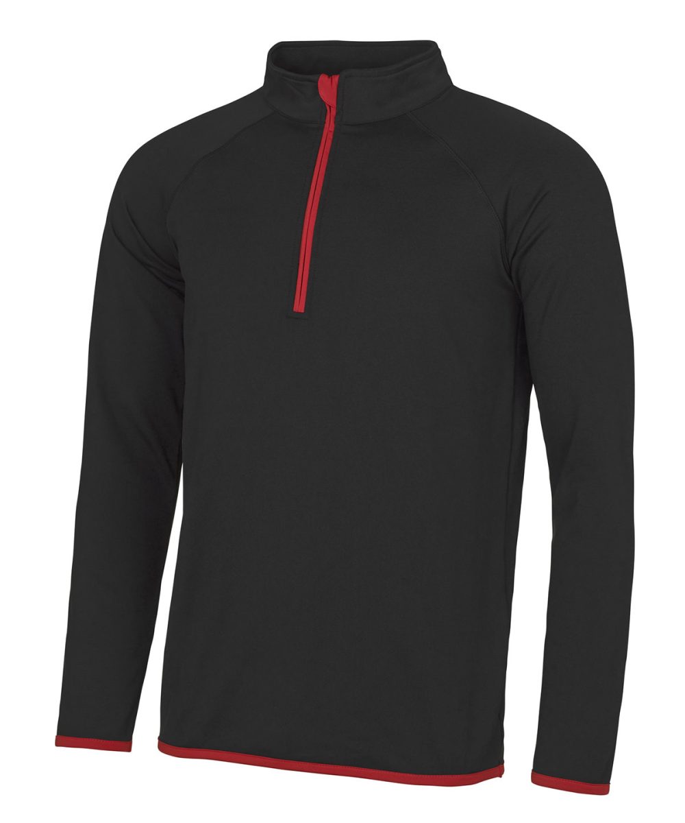 Jet Black/Fire Red Cool ½ zip sweatshirt