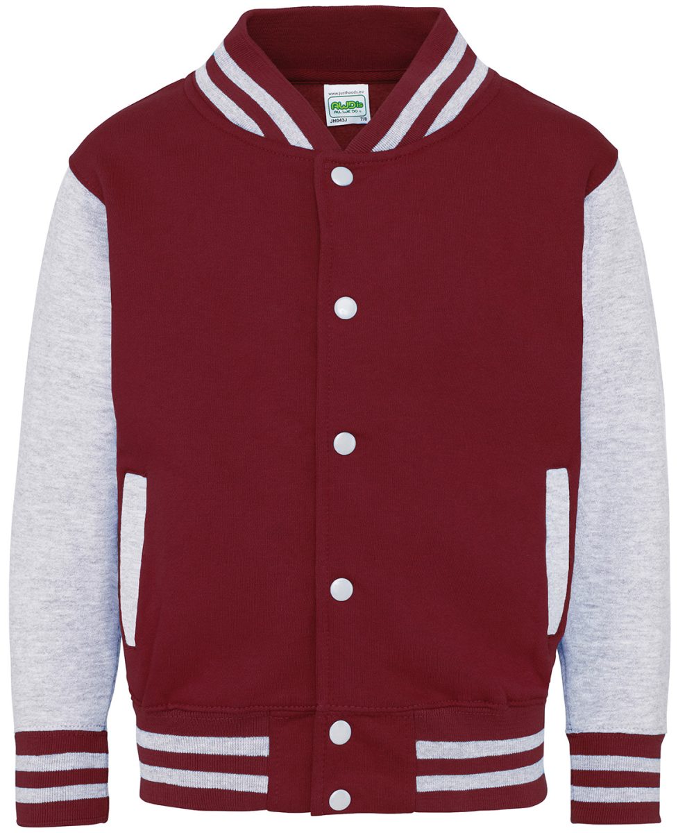 Burgundy/Heather Grey Kids varsity jacket