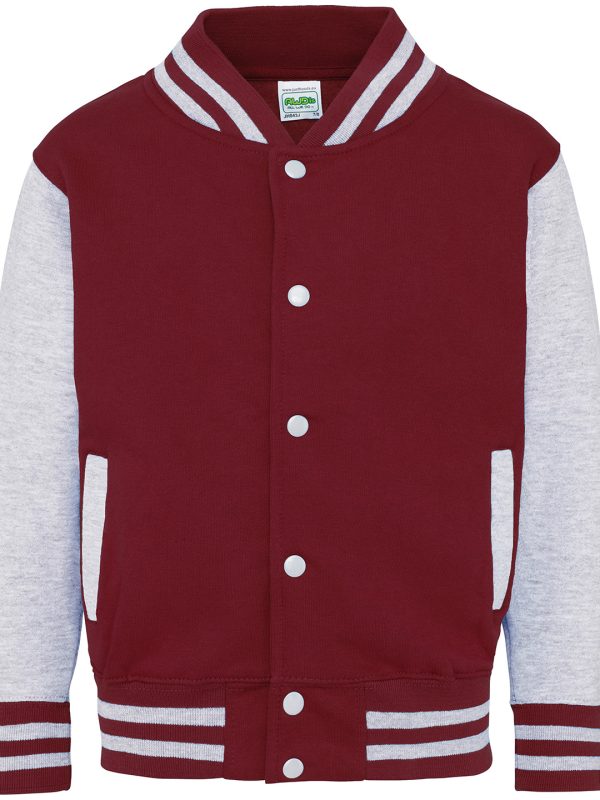 Burgundy/Heather Grey Kids varsity jacket