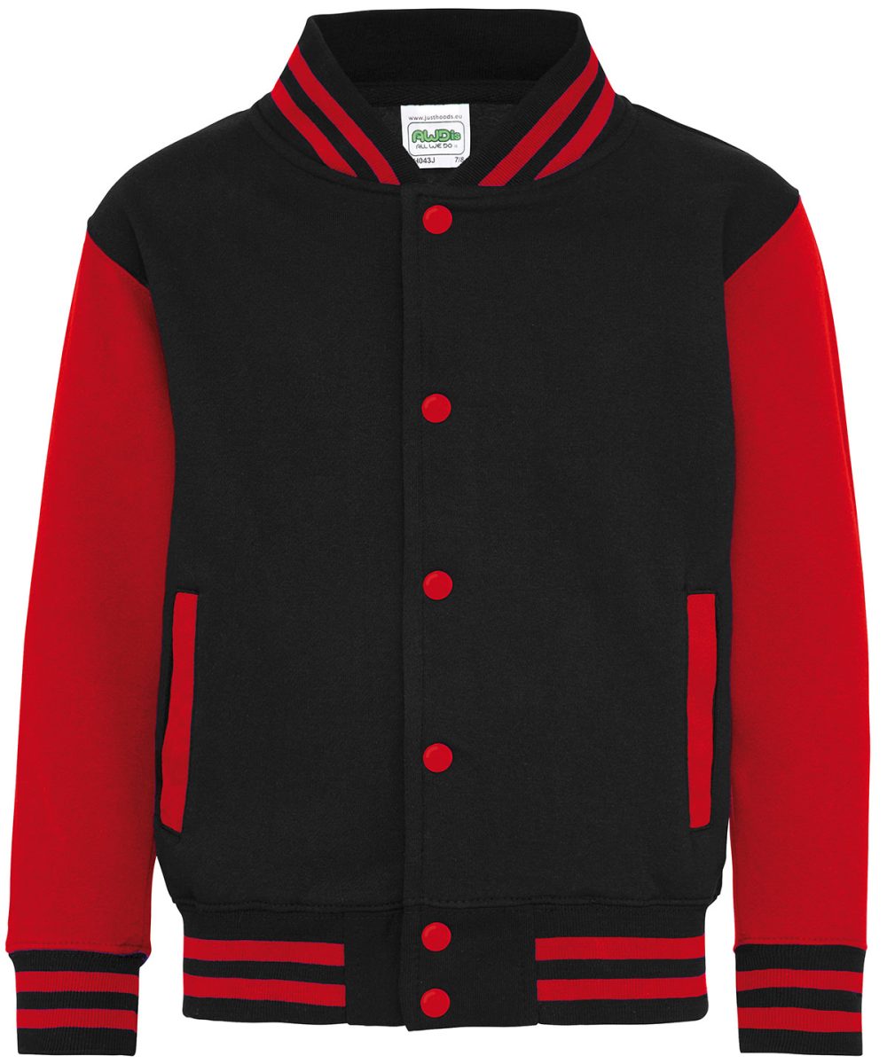 Jet Black/Fire Red Kids varsity jacket