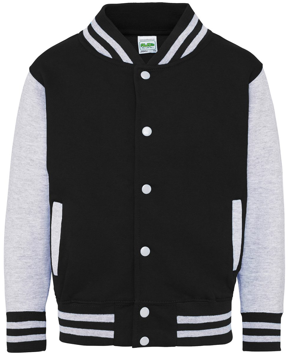 Jet Black/Heather Grey Kids varsity jacket