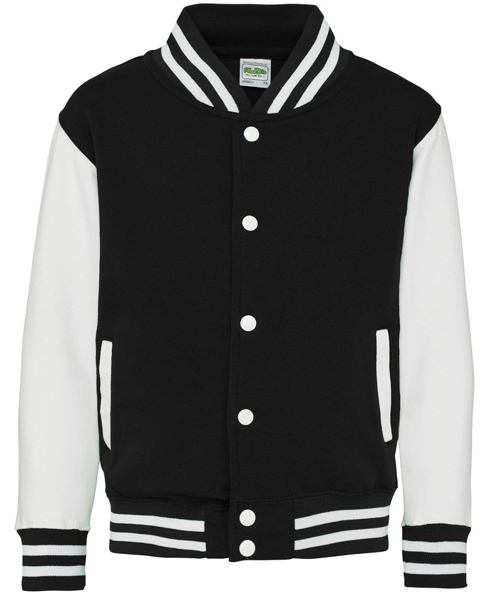 Jet Black/White Kids varsity jacket