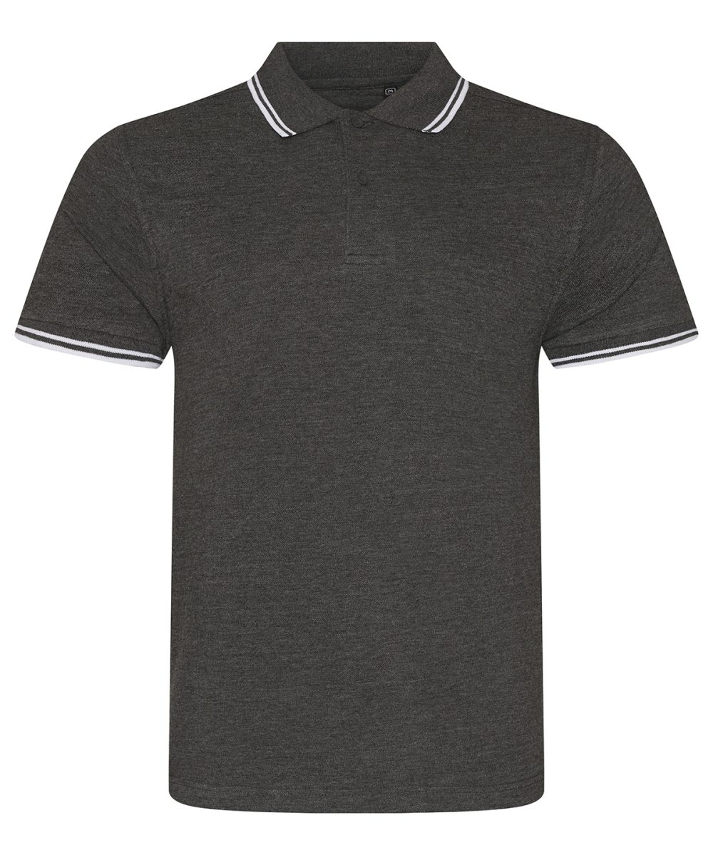 Charcoal/White Stretch tipped polo