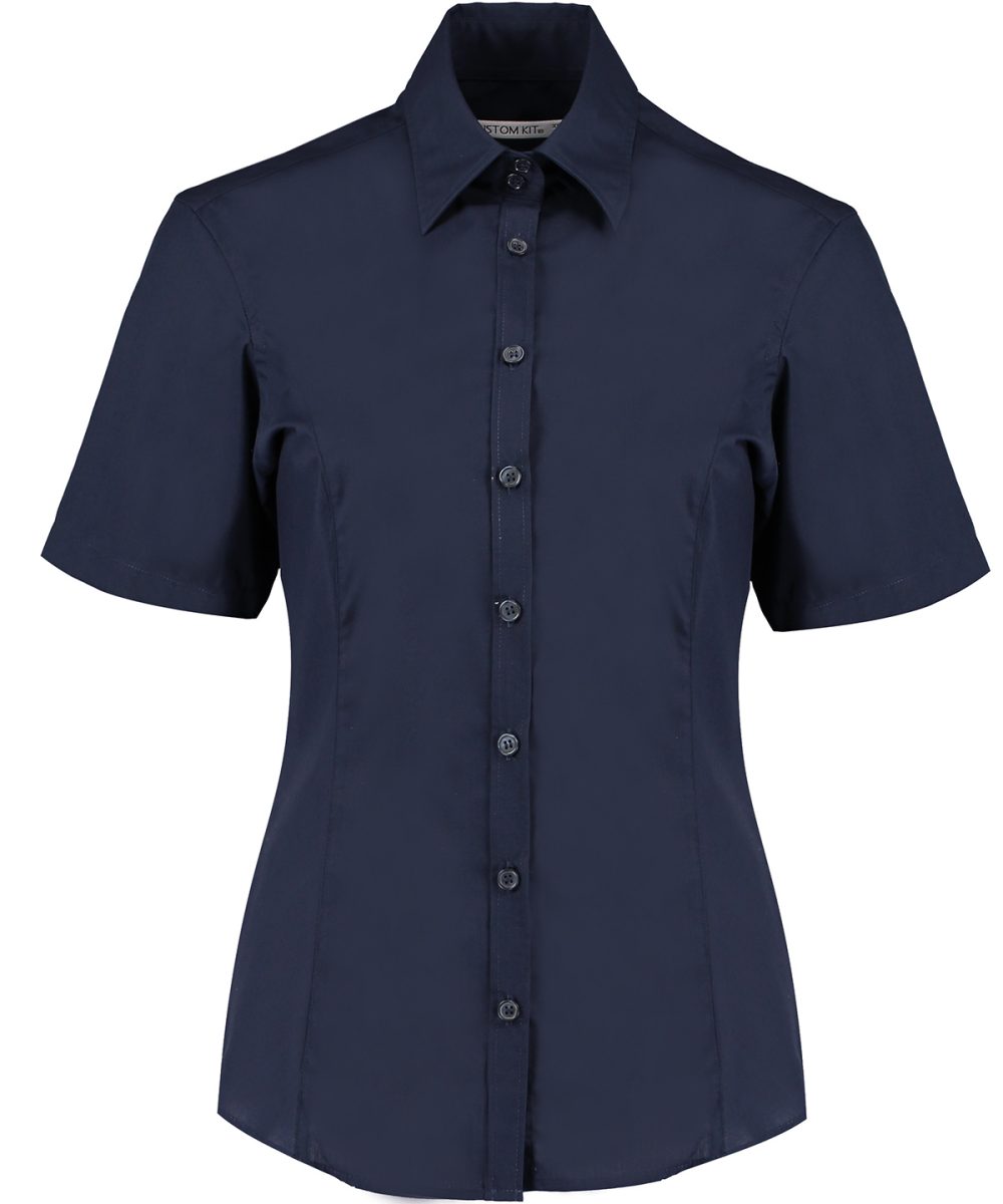 Dark Navy Business blouse short-sleeved (tailored fit)