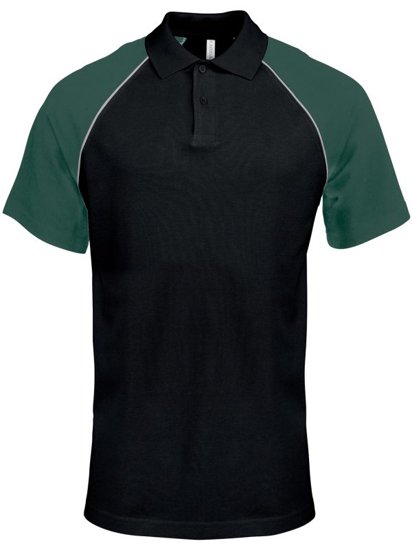 Black/Light Grey/Green Polo baseball contrast polo shirt