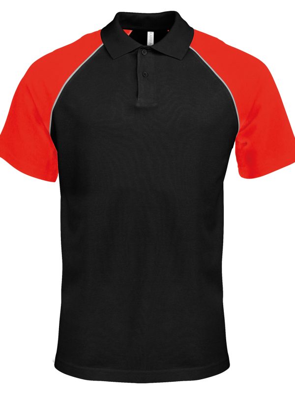 Black/Light Grey/Red Polo baseball contrast polo shirt