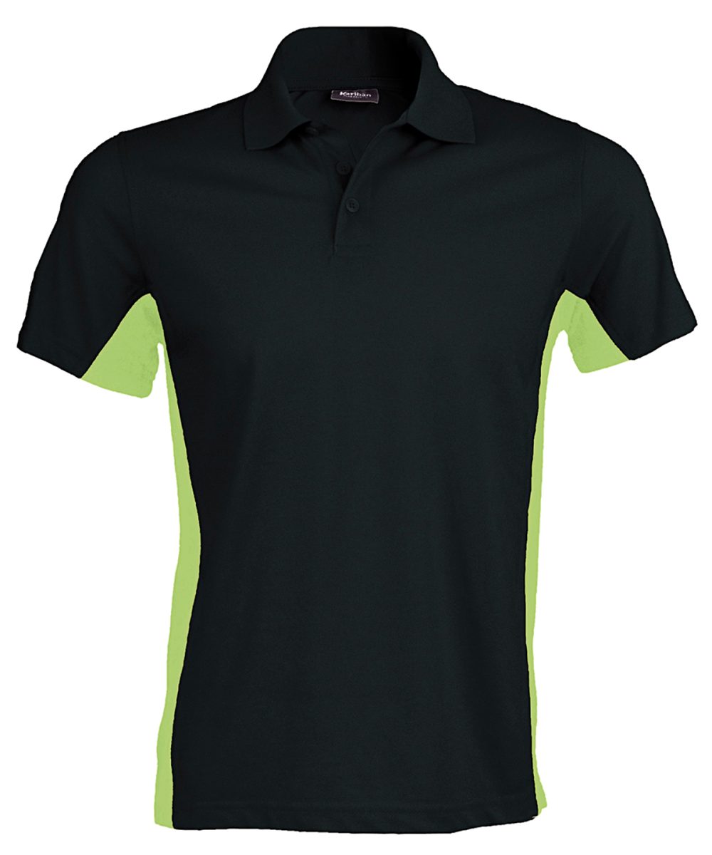 Black/Lime Flags short sleeve bi-colour polo shirt