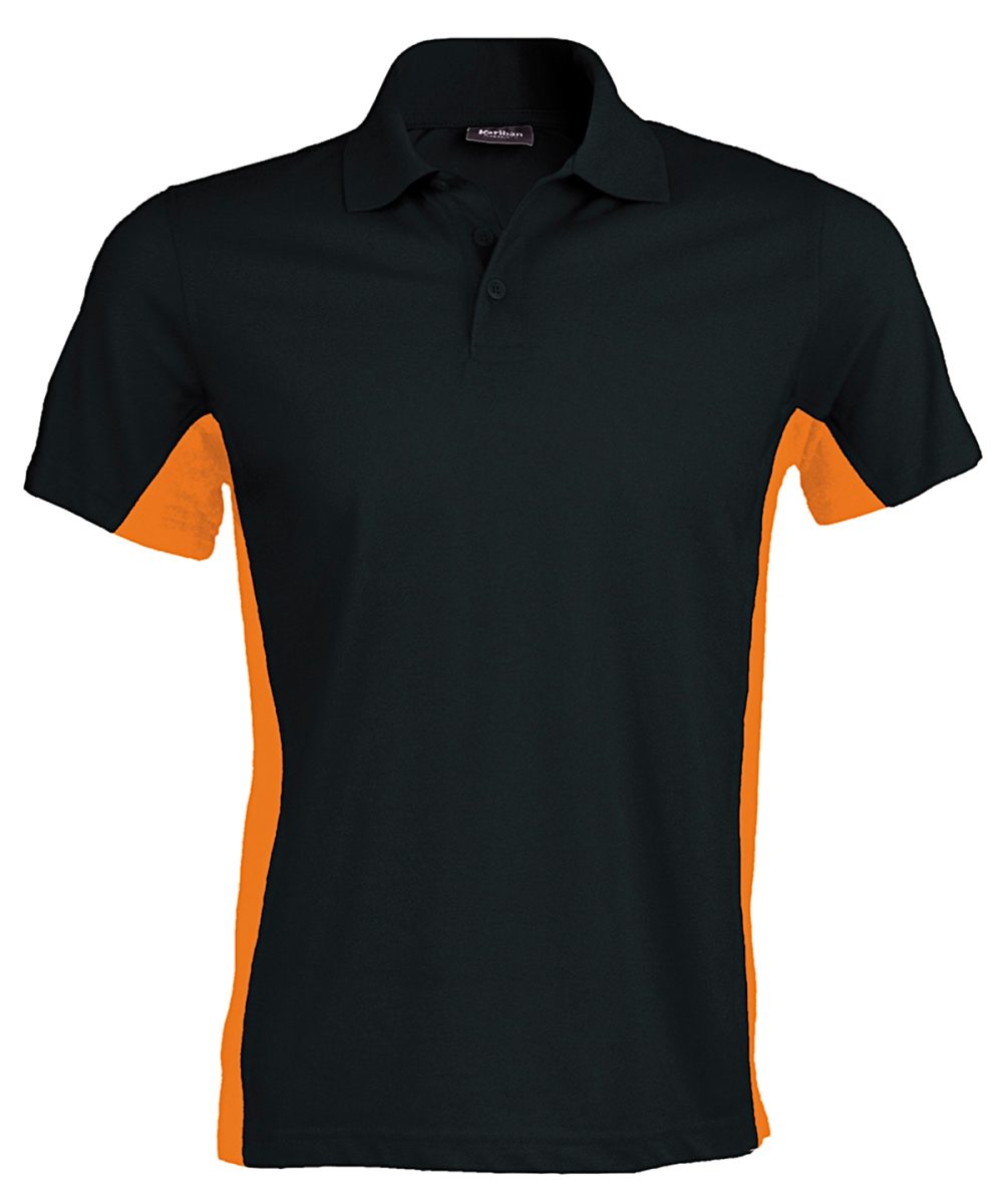 Black/Orange Flags short sleeve bi-colour polo shirt