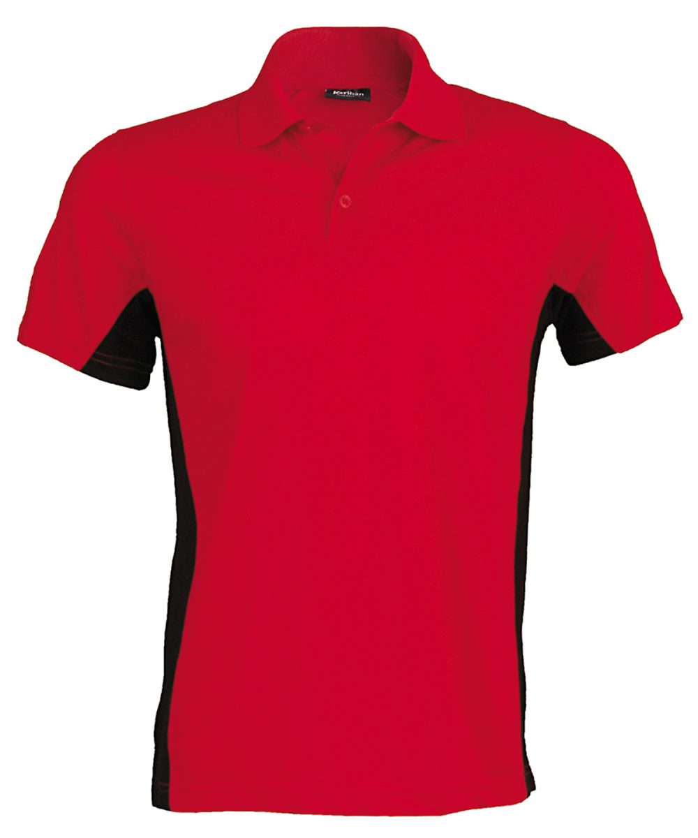 Red/Black Flags short sleeve bi-colour polo shirt