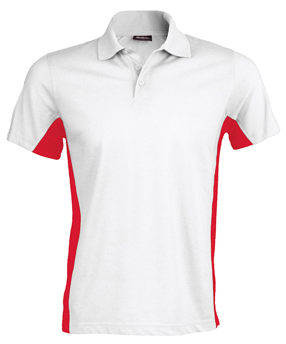 White/Red Flags short sleeve bi-colour polo shirt