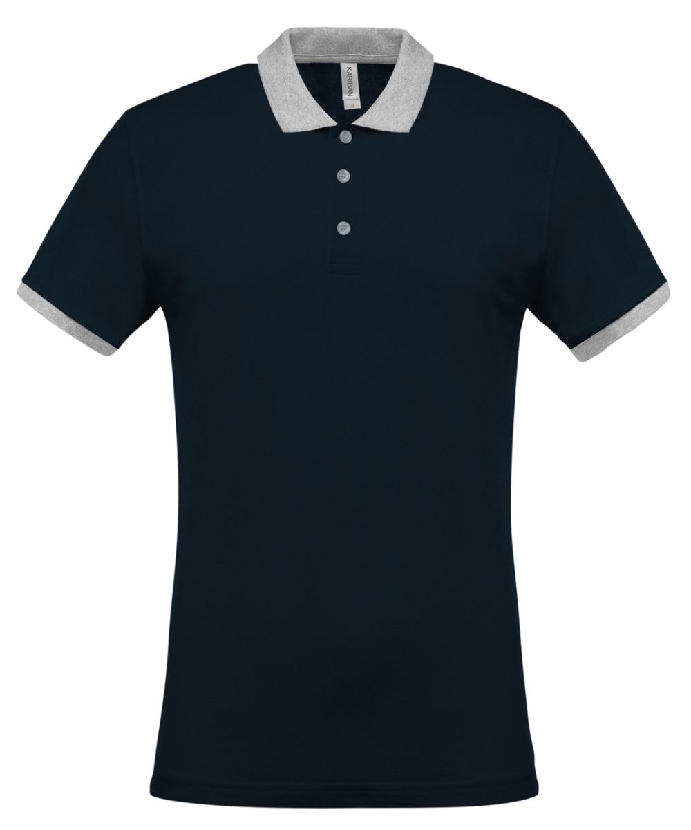 Navy/Oxford Grey Two-tone piqué polo shirt