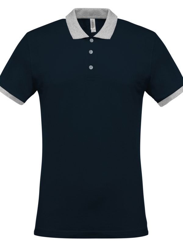 Navy/Oxford Grey Two-tone piqué polo shirt