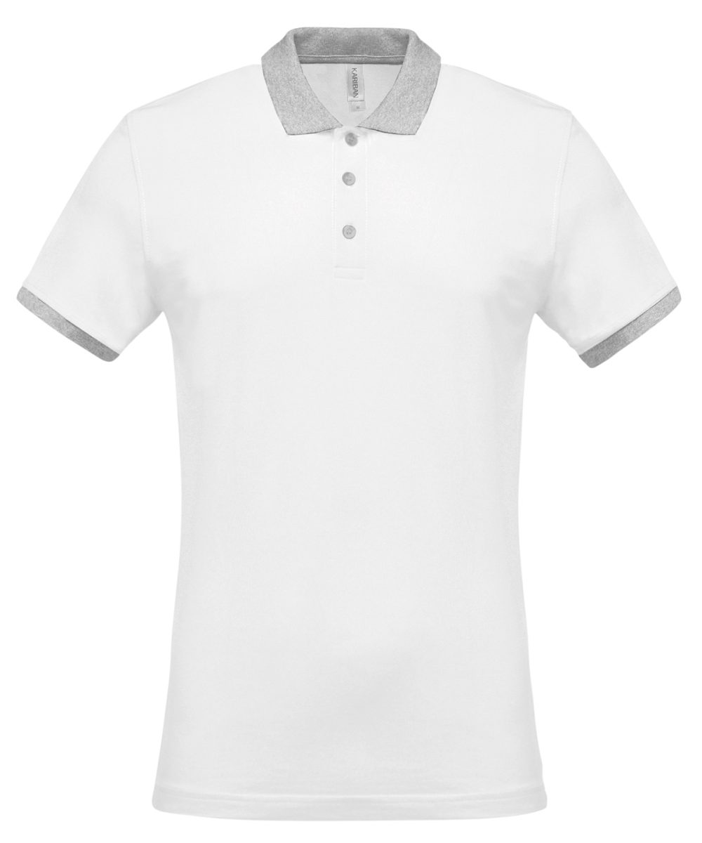 White/Oxford Grey Two-tone piqué polo shirt