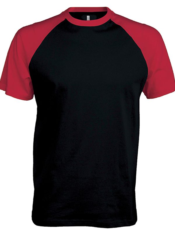 Black/Red Baseball Short-sleeved two-tone T-shirt