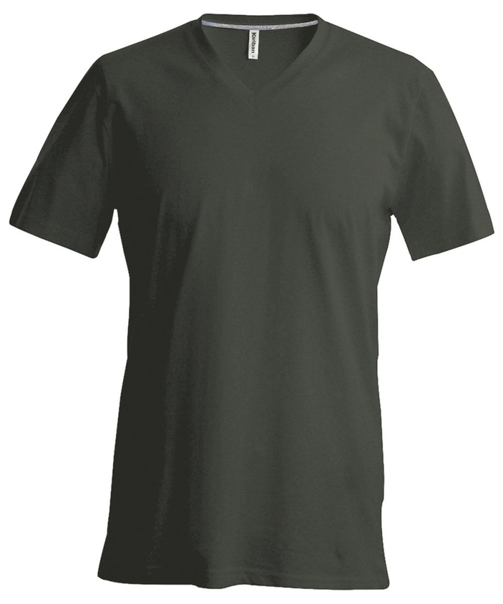 Khaki Men's short-sleeved V-neck T-shirt