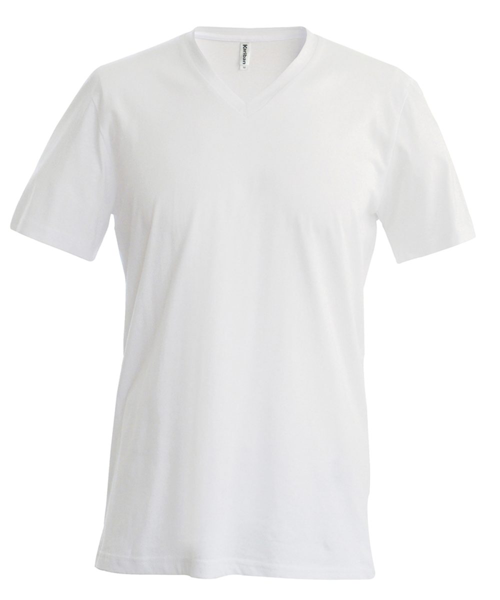 White Men's short-sleeved V-neck T-shirt