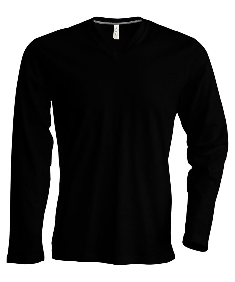 Black Men's long-sleeved V-neck T-shirt