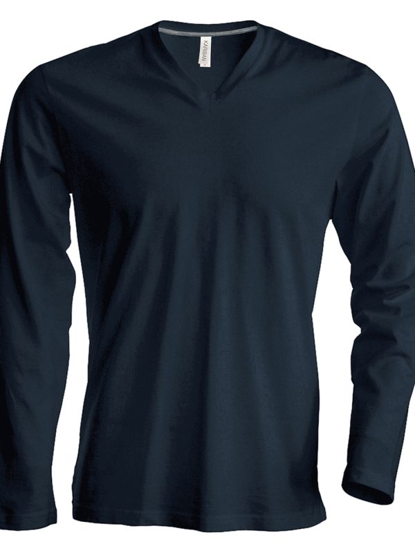 Dark Grey Men's long-sleeved V-neck T-shirt