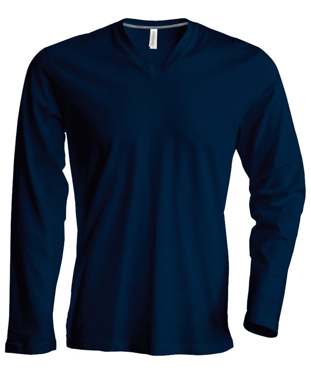 Navy Men's long-sleeved V-neck T-shirt