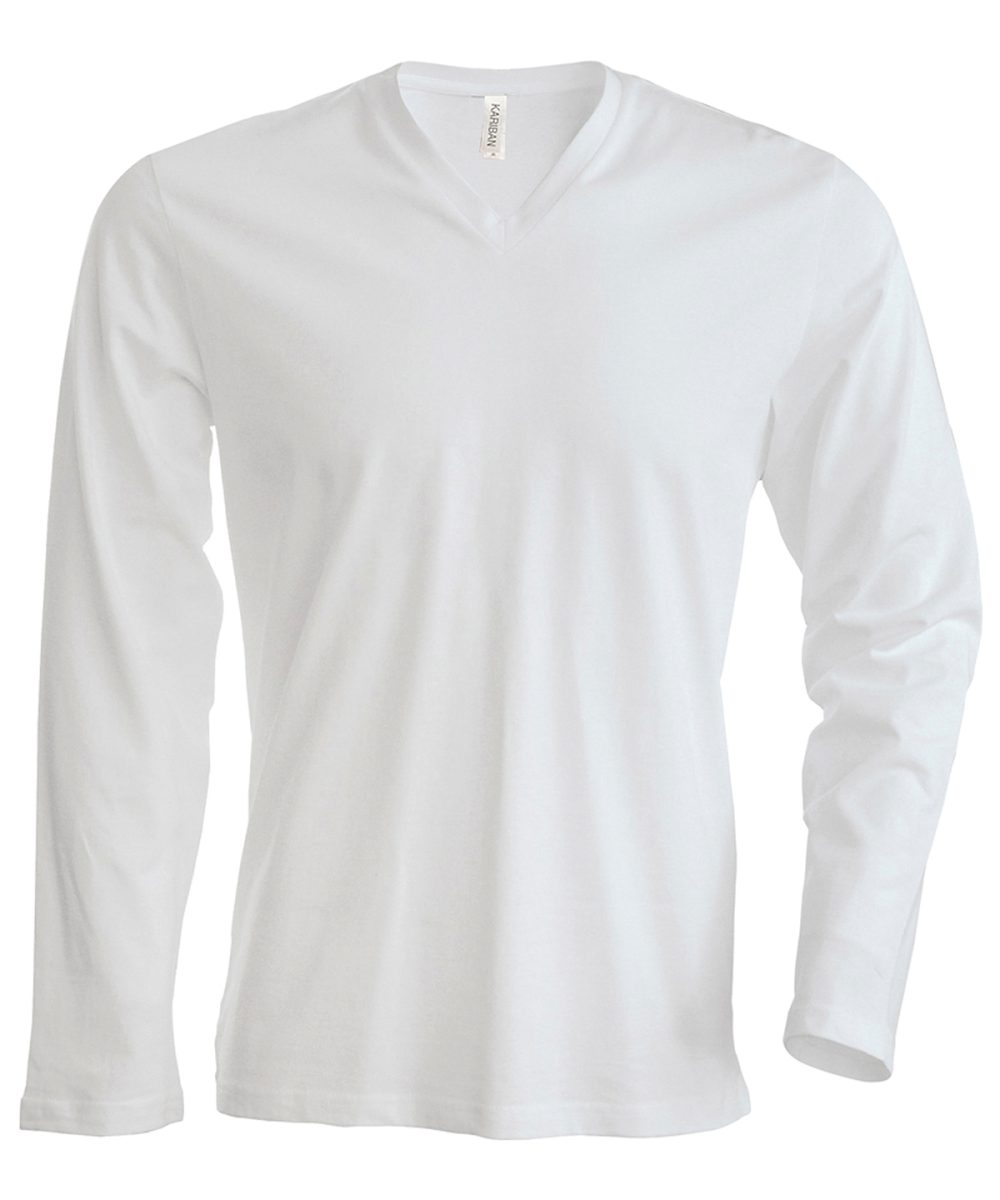 White Men's long-sleeved V-neck T-shirt