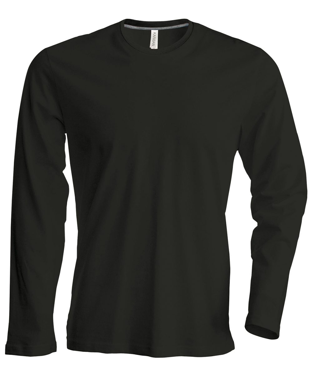 Black Men's long-sleeved crew neck T-shirt