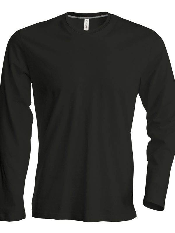 Black Men's long-sleeved crew neck T-shirt