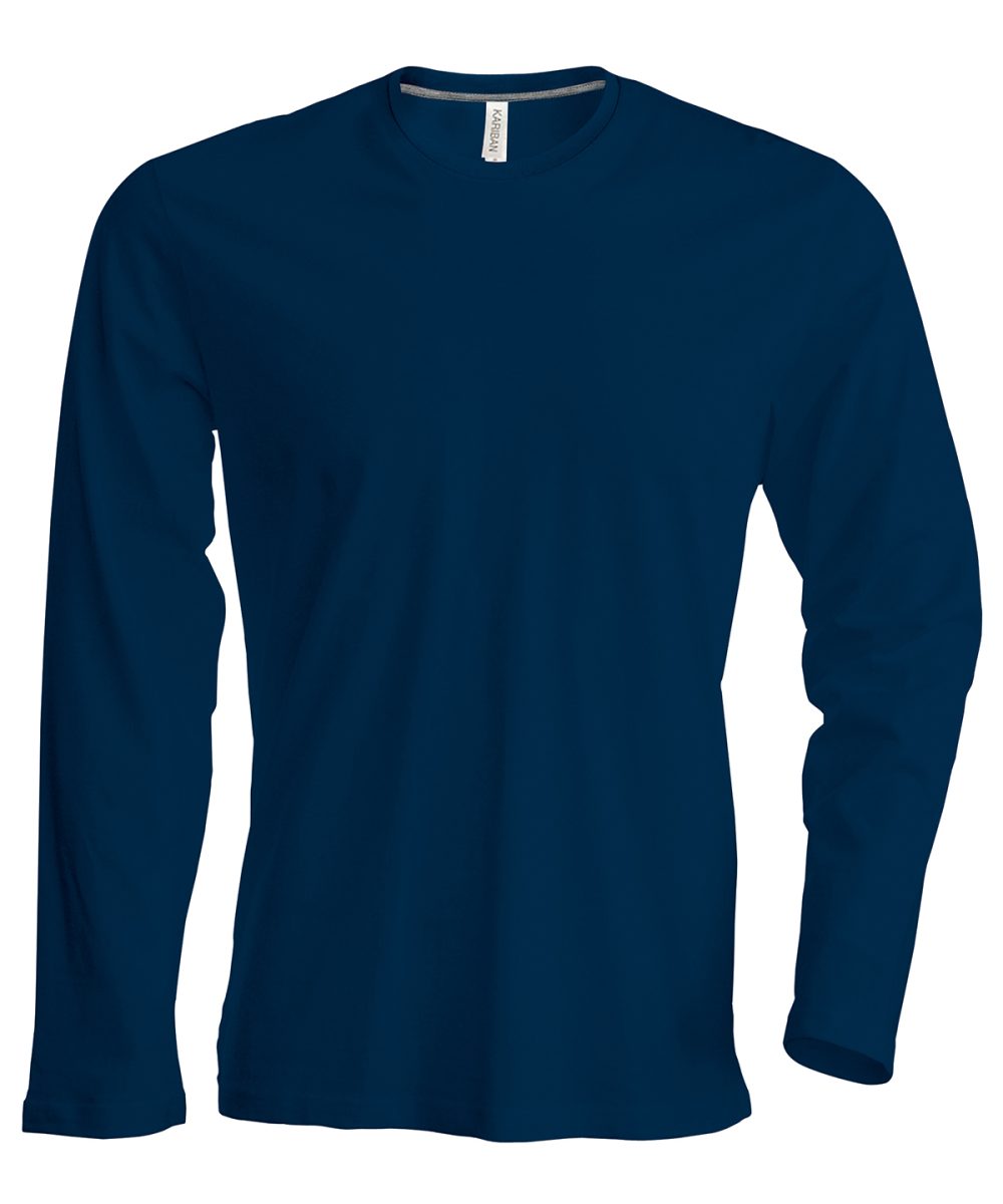 Navy Men's long-sleeved crew neck T-shirt