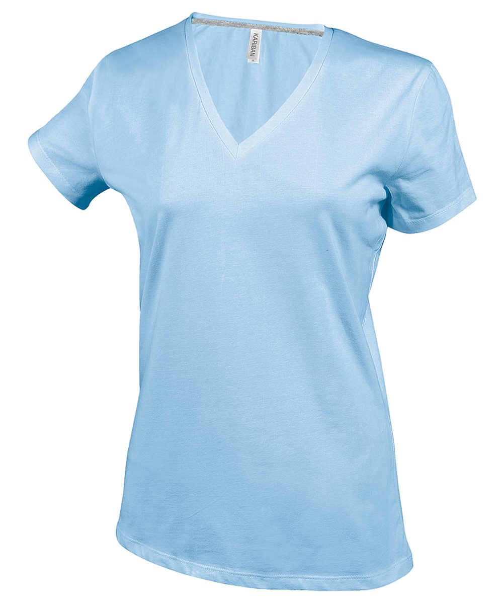 Sky Blue Ladies' short-sleeved V-neck T-shirt