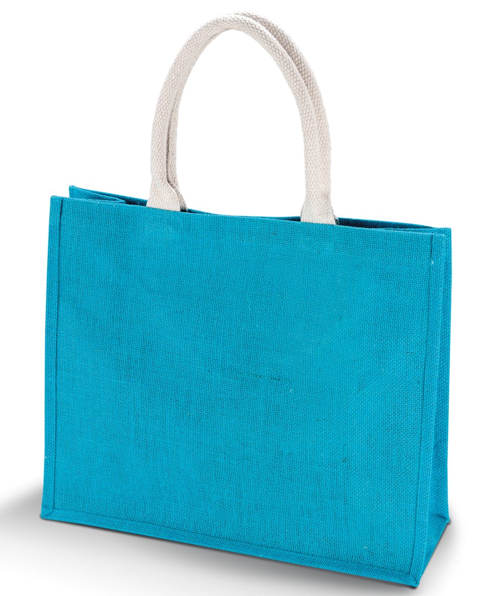 Turquoise Jute beach bag.