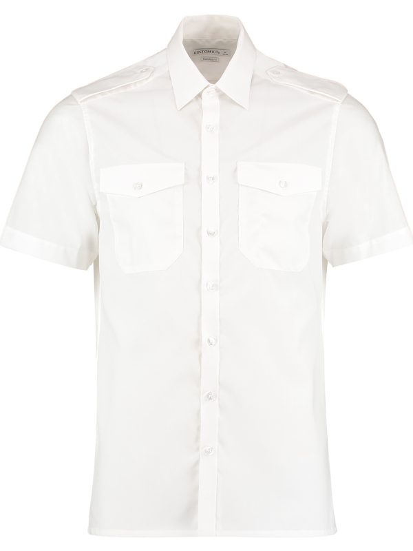 White Pilot shirt short-sleeved (tailored fit)