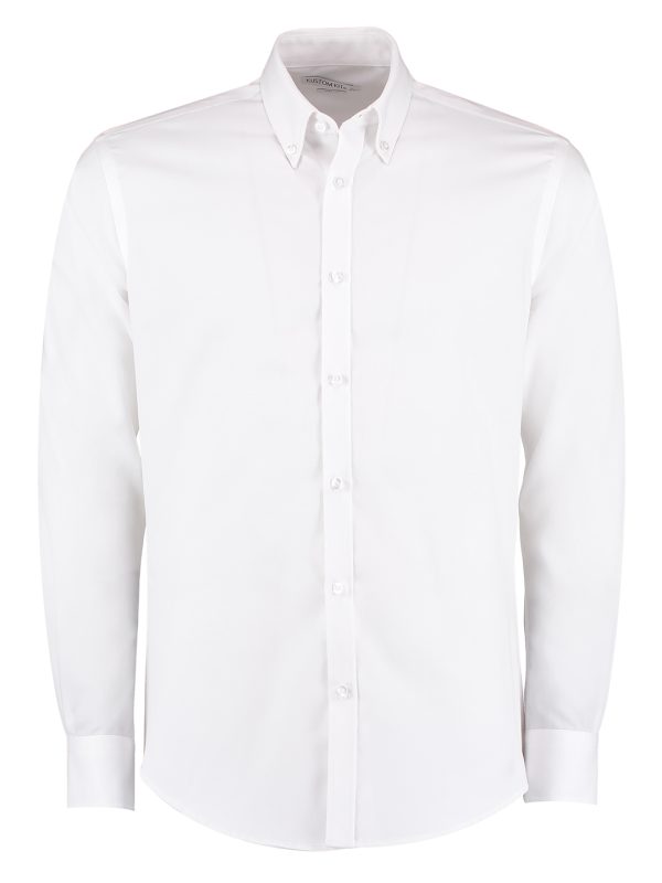 White Slim fit non-iron Oxford twill shirt long-sleeved (slim fit)