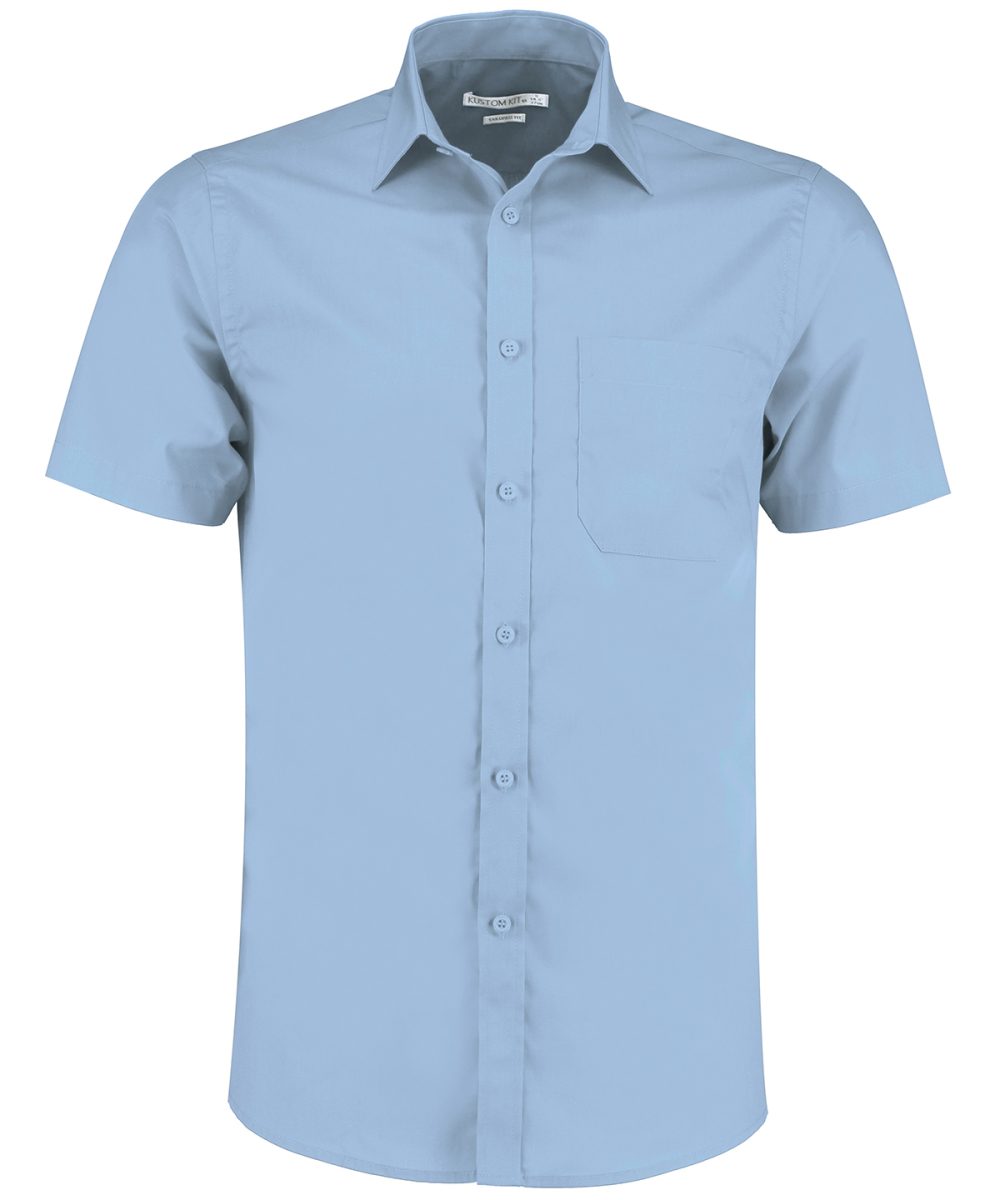 Light Blue Poplin shirt short-sleeved (tailored fit)