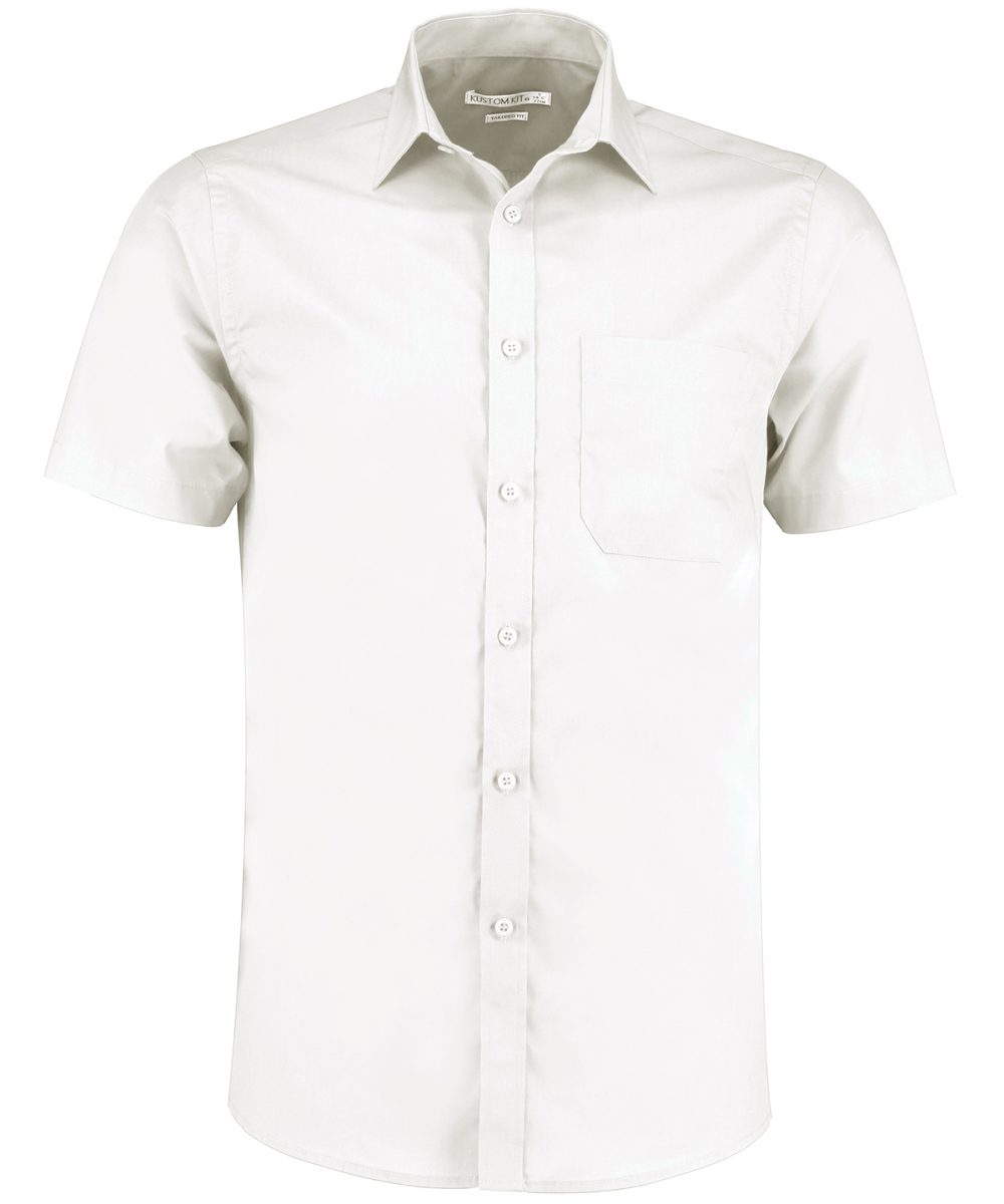 White* Poplin shirt short-sleeved (tailored fit)