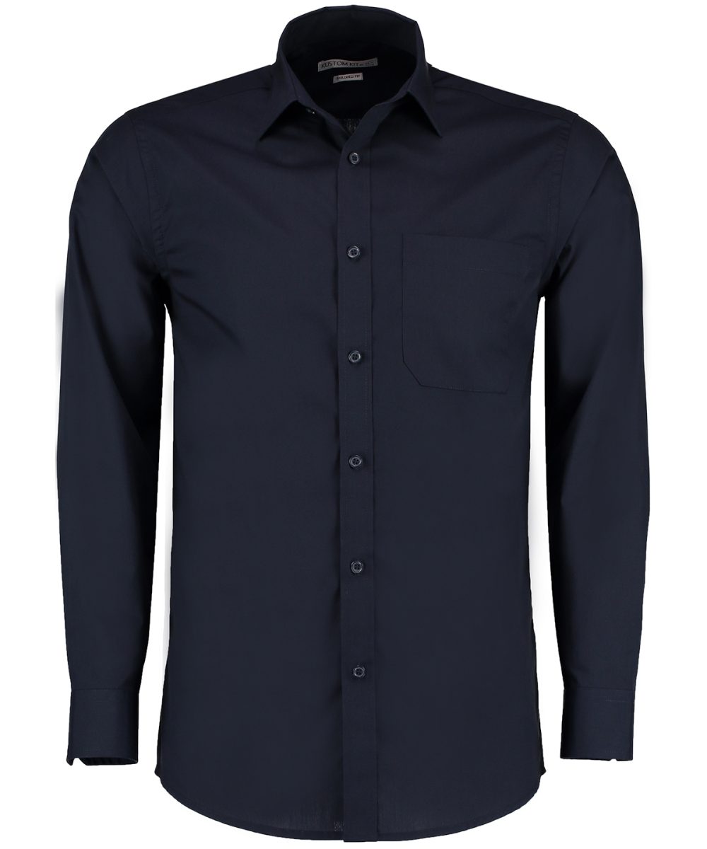 Dark Navy Poplin shirt long-sleeved (tailored fit)