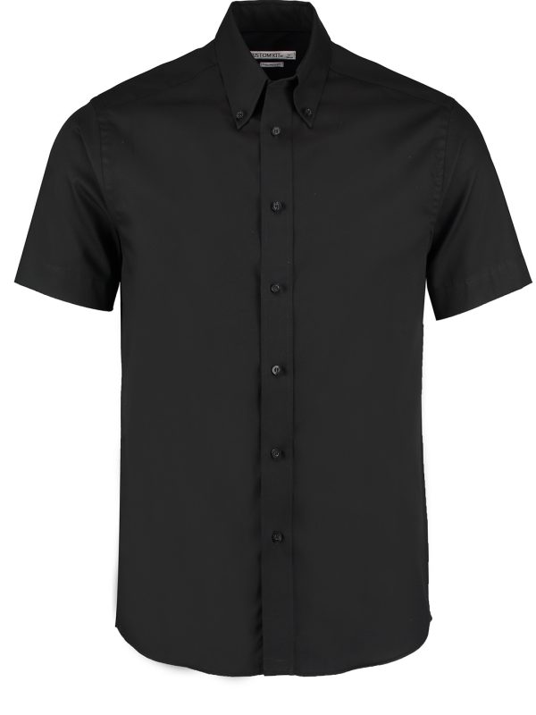 Black Premium Oxford shirt short-sleeved (tailored fit)