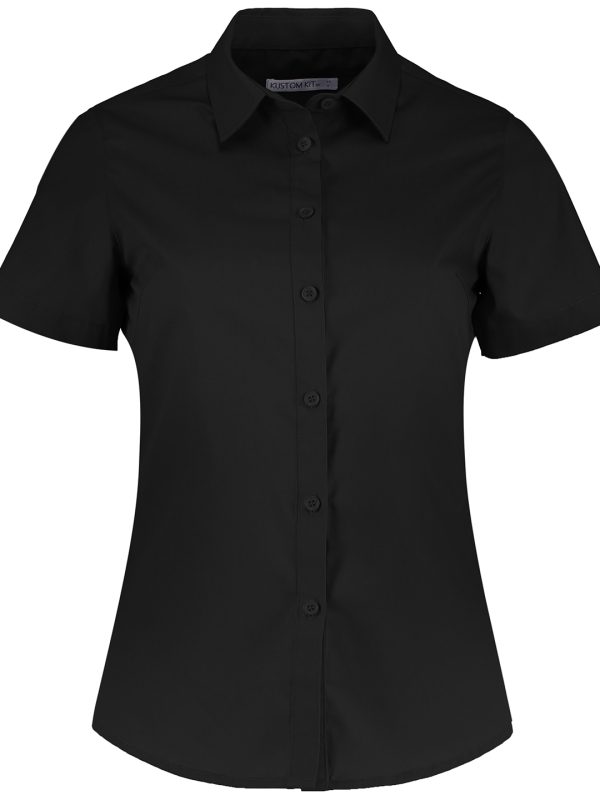 Black Women's poplin shirt short sleeve