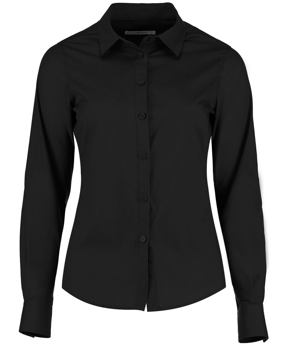 Black Women's poplin shirt long sleeve