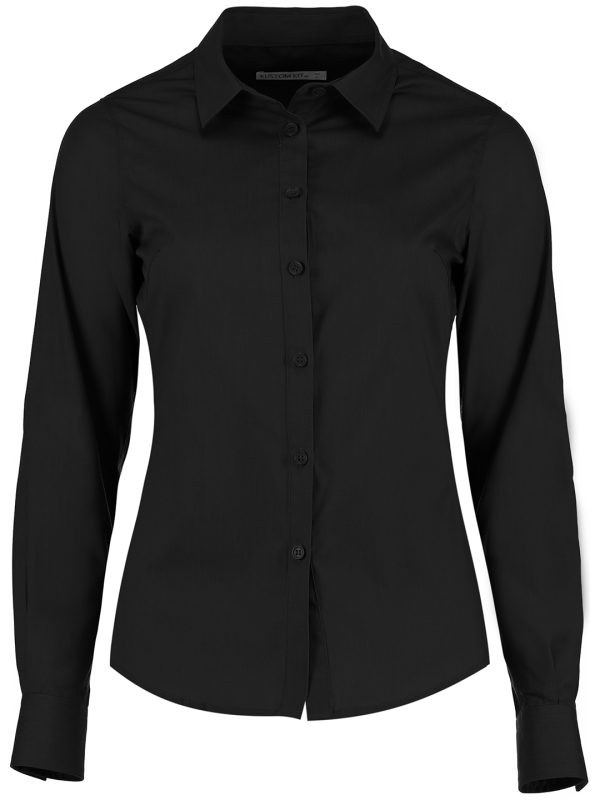 Black Women's poplin shirt long sleeve